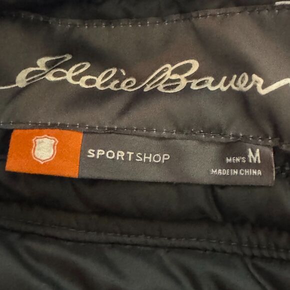 Eddie Bauer Black Puffer Jacket Men’s M Quilted Down Hybrid Outdoor Streetwear - Picture 4 of 12